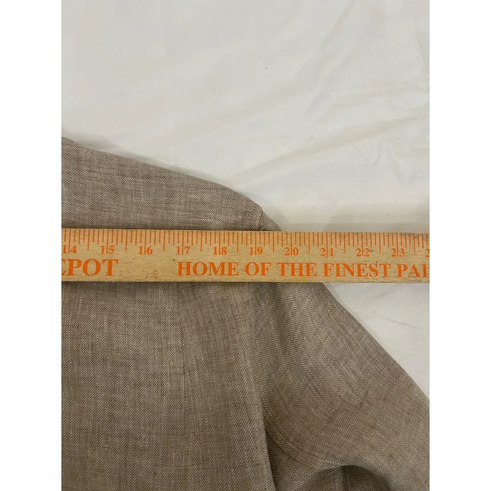 Banana Republic Mens Linen Herringbone Chore Shirt Jacket Beige Utility Sz M